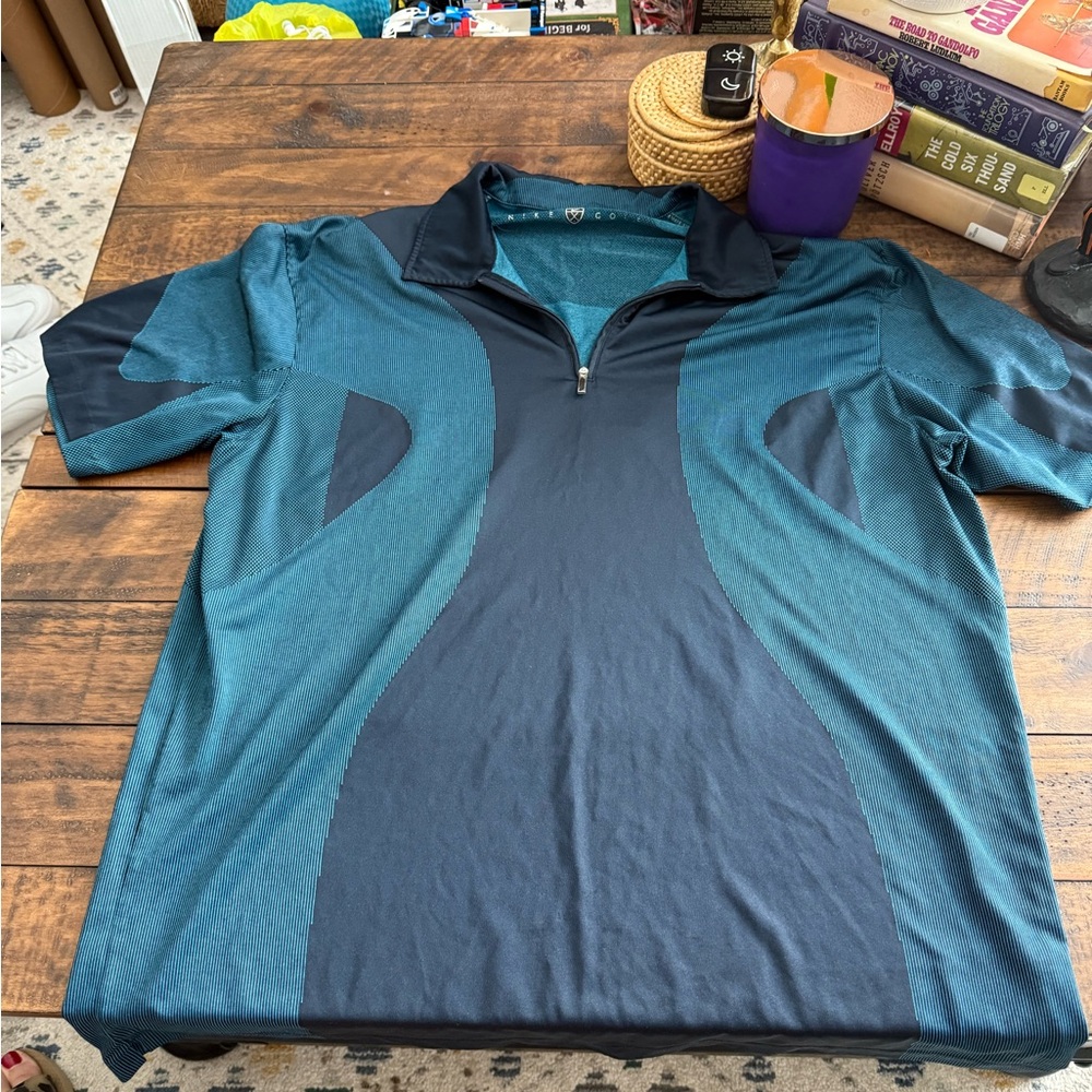 Sz XL Nike Golf Teal and Navy Polo Shirt with Zip Men’s Sporty